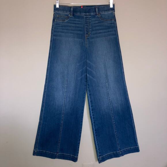 Spanx Seamed-Front Wide Leg Jeans Elongating Stretch High Waist Size XL - Picture 1 of 16